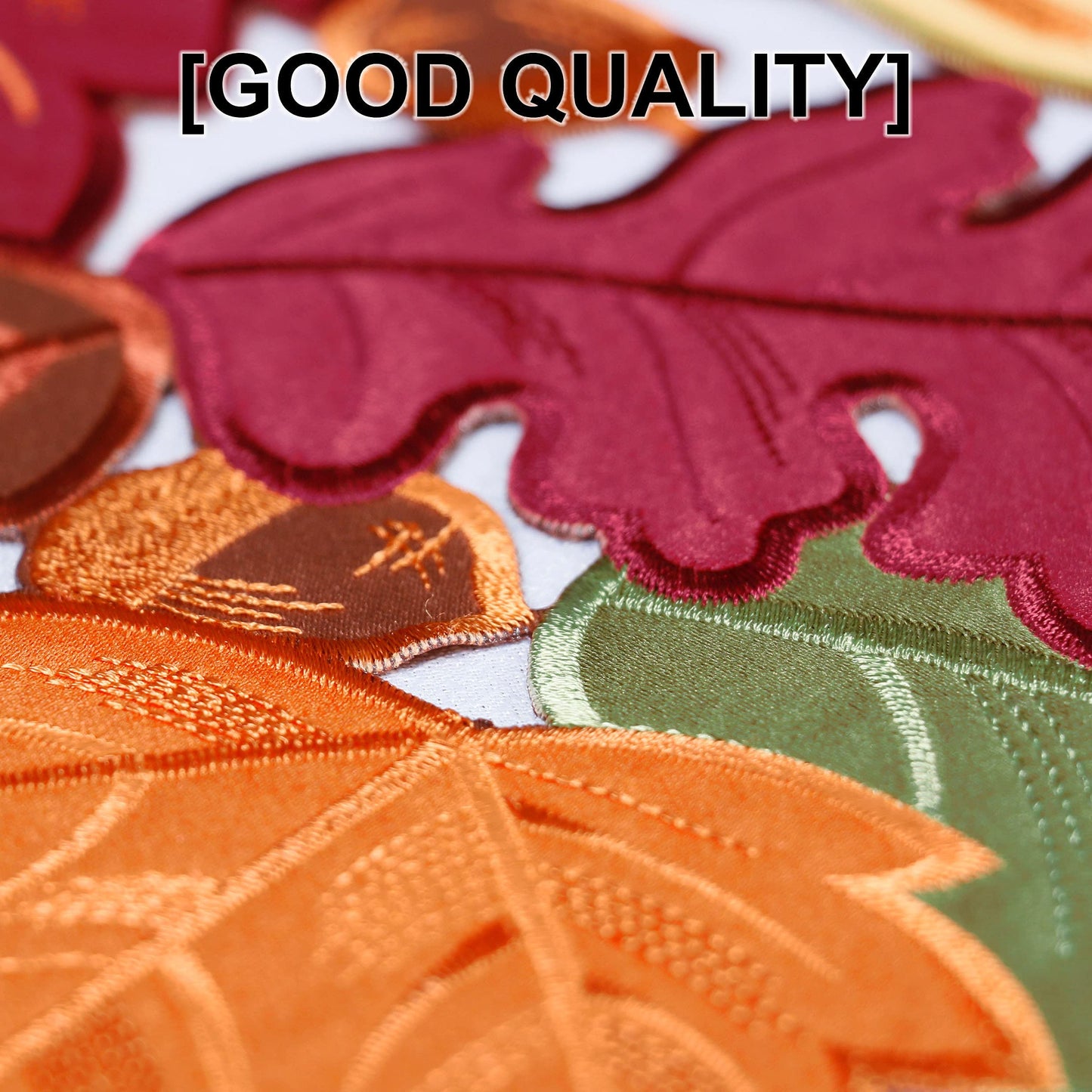 OWENIE Fall Table Runner - Thanksgiving, Farmhouse Embroidered Maple Leaves, 13 x 54 Inch, Orange