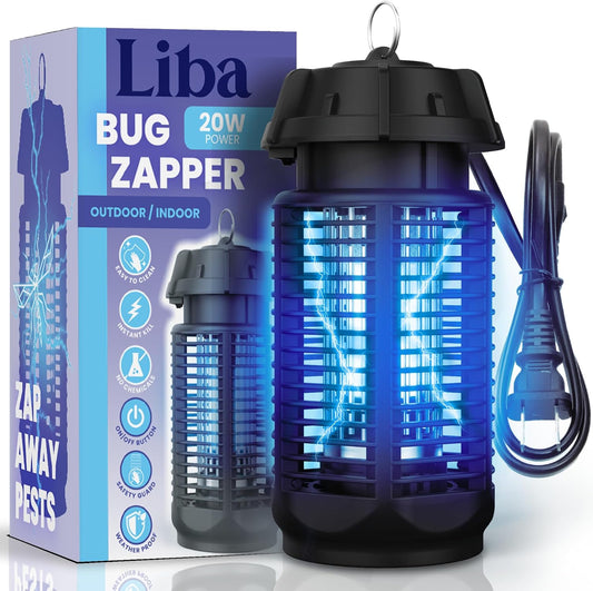 LiBa Electric Bug Zapper - Powerful 4000V Indoor & Outdoor Insect Killer | 20W Bright, Waterproof Design