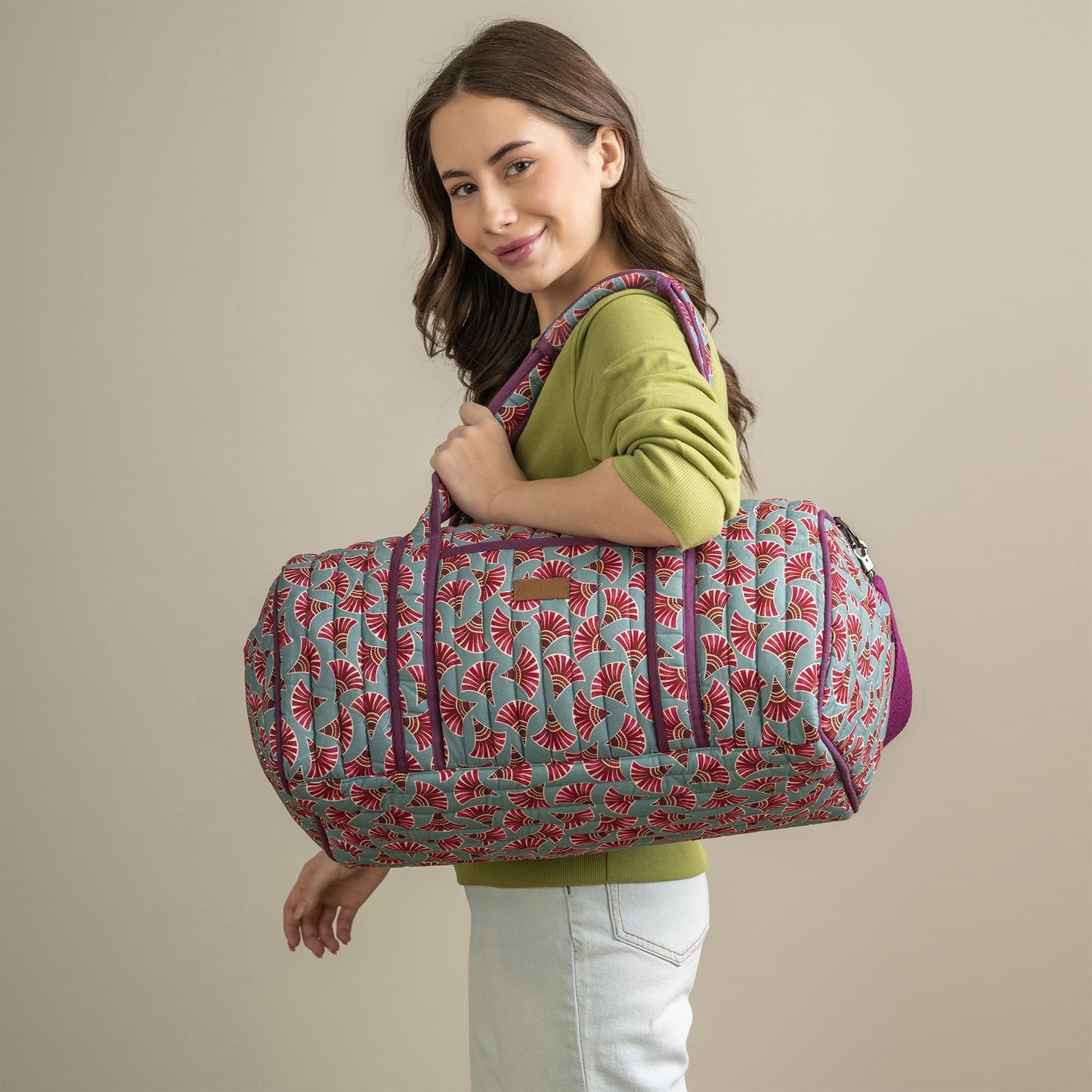 Maison d' Hermine Weekend Duffel Bags for Women Cotton Quilted Overnight Luggage Weekend Bag for Men Gym Sports Gifts Travel Business Travellers Trip Mothers Day Gifts -Bamako - Malia