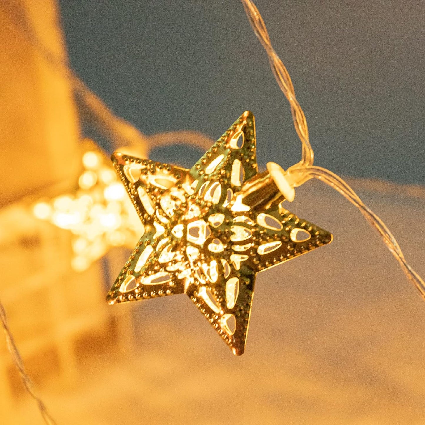 Vigdur 10Ft Star String Lights - 20 LED Fairy Lights with Timer | Battery Operated Ramadan Home Decor