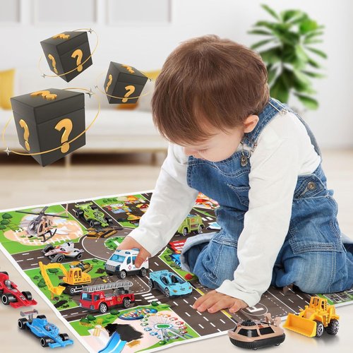 24 PCS Advent Calendar by Play Vehicles - Christmas Countdown Surprise Toys for Boys