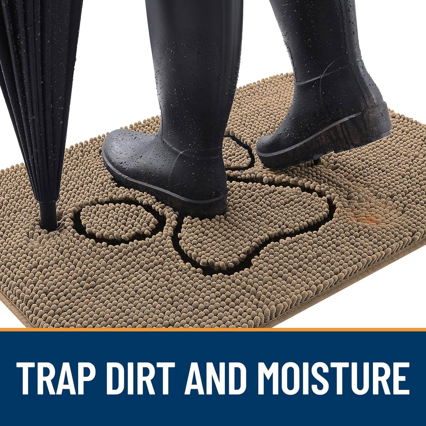 OLANLY Dog Door Mat - Absorbent Non-Slip Mud Mat for Muddy Paws | 59x35 Tan Paw Print Design
