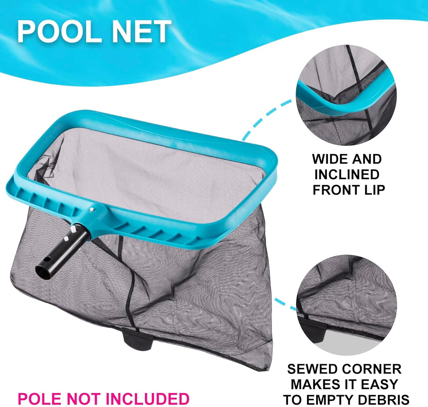 Sepetrel Deluxe Swimming Pool Cleaning Kit - 2 Brush Heads & 2 Skimmer Nets | No Pole Included