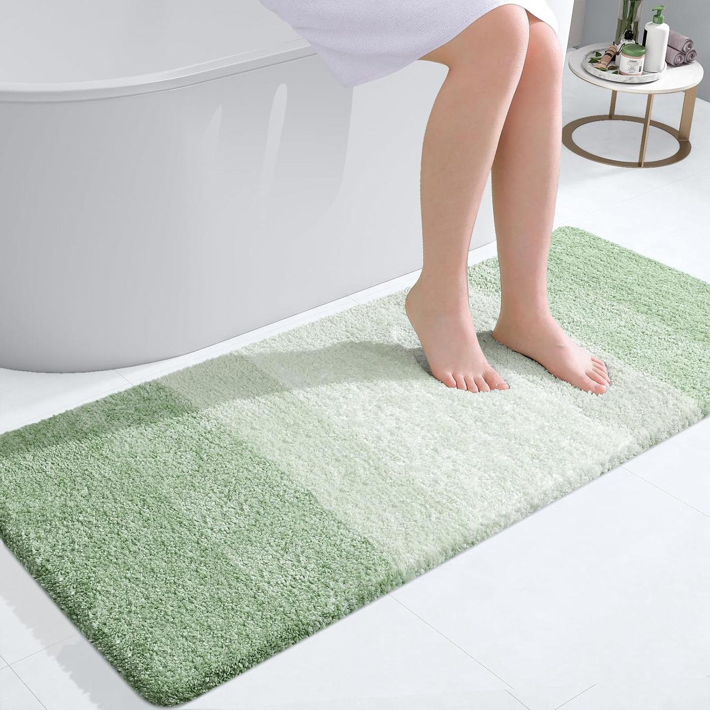 OLANLY Bathroom Runner Rug - Extra Soft Microfiber Mat | Quick-Dry, Washable, 47x20, Sage Green