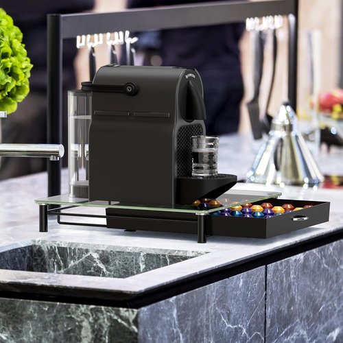 DecoBrothers Coffee Pod Drawer - Tempered Glass Storage for 42 Nespresso Original Line Capsules