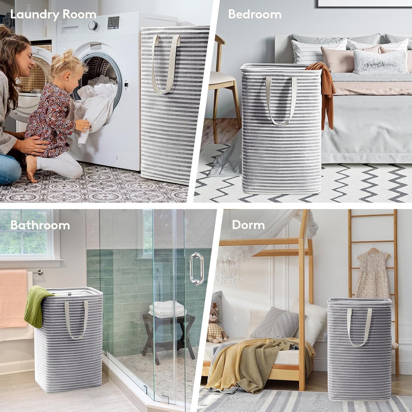 Lifewit 6-Pack Laundry Basket - 80L Collapsible Hamper with Reinforced Handles | Waterproof Design in Black