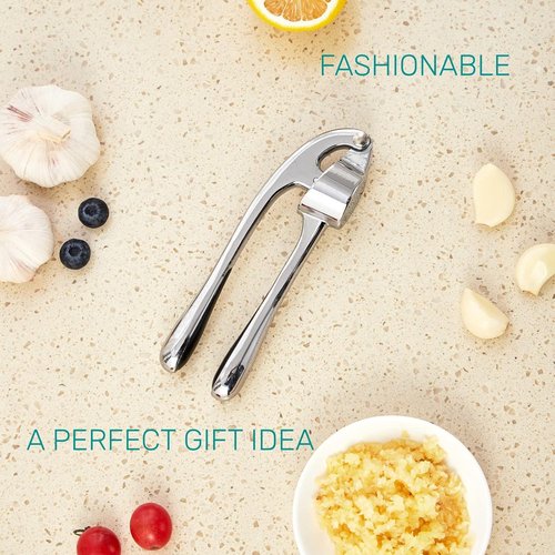 HiramWare Garlic Press - Premium Rust-Proof Kitchen Mincer with Ergonomic Handle | Easy to Clean & Dishwasher Safe