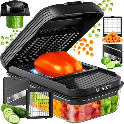Fullstar Vegetable Chopper & Mandoline Slicer - 2-in-1 Kitchen Gadget for Quick Food Prep | Black