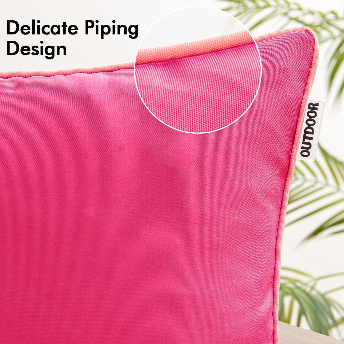 MIULEE Outdoor Waterproof Throw Pillow Covers - Decorative 18x18 Inch Hot Pink Cushion Cases for Patio & Garden