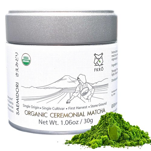 FKRO Organic Ceremonial Grade Matcha Green Tea Powder - 1st Harvest, Single Origin Saemidori | Fresh from Japan (30g/1.06oz) Tin