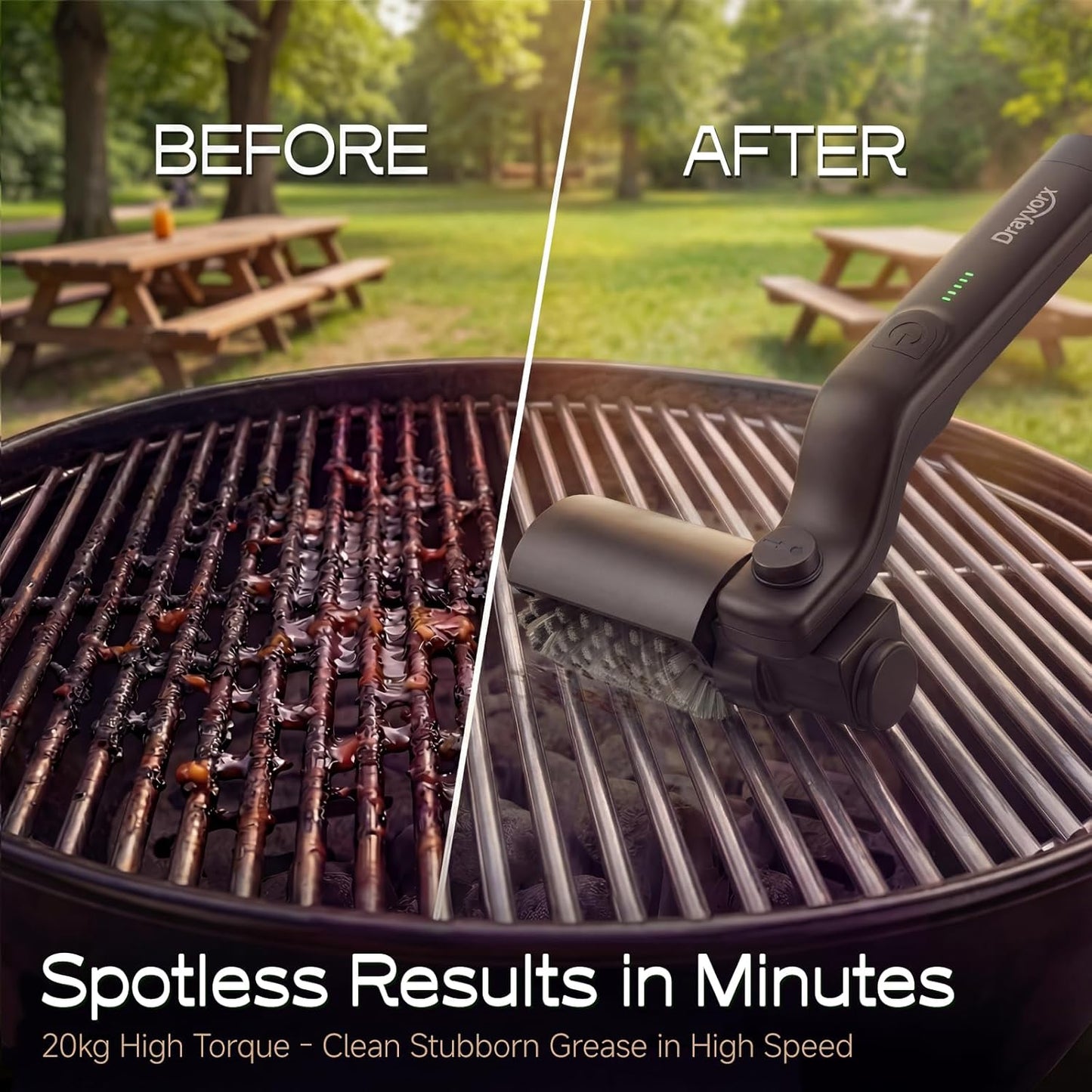 Skiennix Electric Grill Brush - High Torque BBQ Cleaner with 3-Speed Modes & Reinforced Bristles