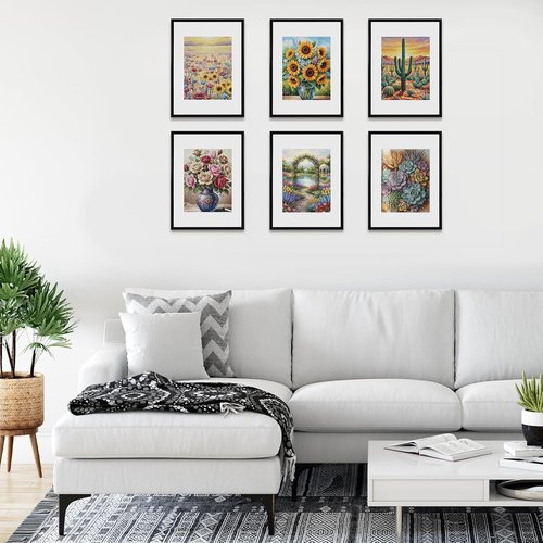 Fixwal Diamond Art Frames - Set of 6 Lightweight 12x16 Black Picture Frames with Shatter-Resistant Glass