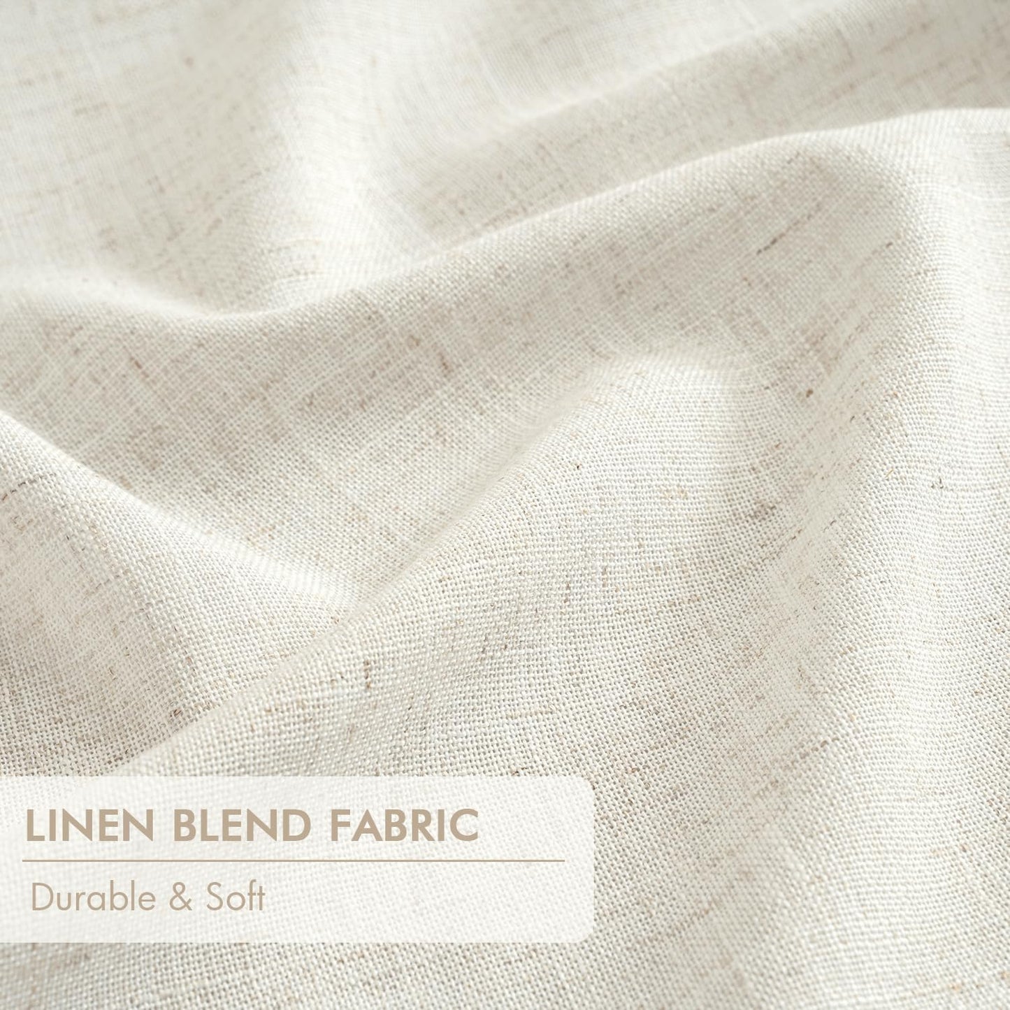 MIULEE 100% Blackout Linen Curtains - Natural Pinch Pleated Design | 84-Inch Long, Room Darkening Drapes (2 Panels)