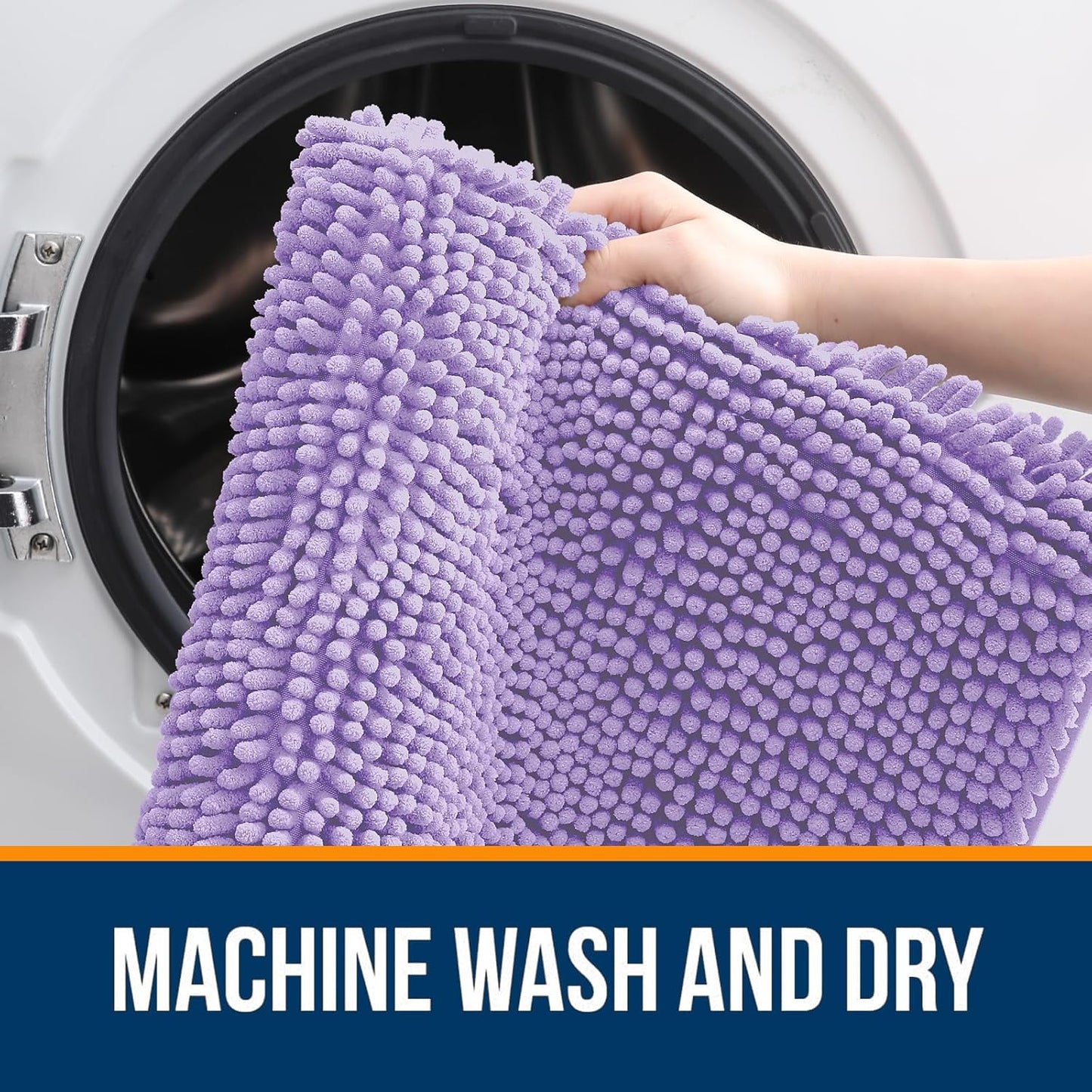 OLANLY Bathroom Runner Rugs - Soft Absorbent Chenille Bath Mat | Quick-Dry Rubber Backing, 47x24, Lavender