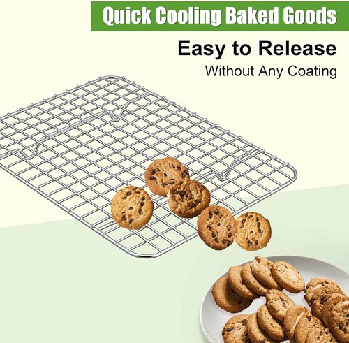 Homikit Stainless Steel Cooling Rack Set - 2 Pack, 12" x 9" Oven Racks for Baking & Roasting, Rust-Free & Dishwasher Safe