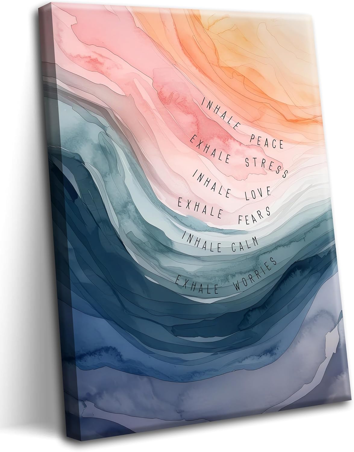 Therapy Office Wall Art | Mental Health Inspirational Canvas Prints - Inhale Exhale Meditation Decor, Framed 12x16 Inch