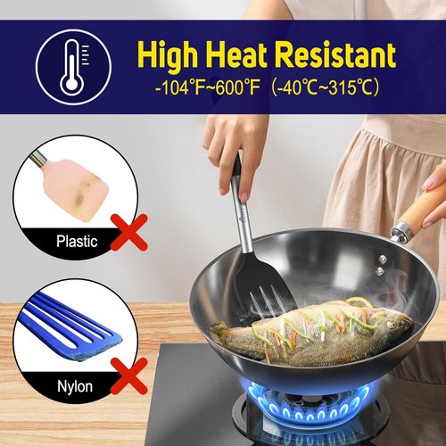 HOTEC Silicone Spatula Set - Heat-Resistant 600°F & BPA-Free Kitchen Tools | 13.7 Inch, Black