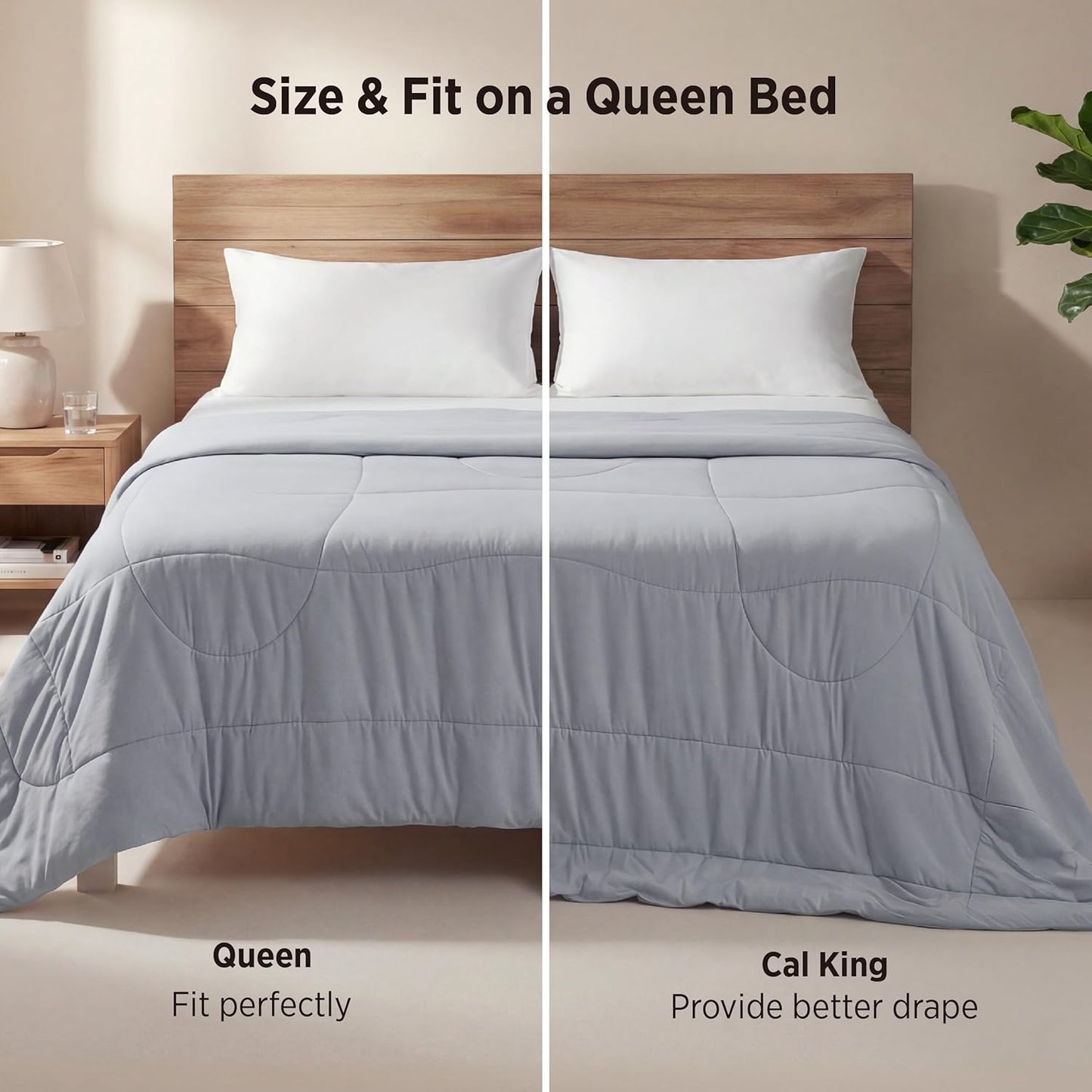 Bedsure Cooling Comforter - Lightweight Queen Size Blanket for Hot Sleepers | Dual-Sided Cool Tech, Grey 88x88 Inches