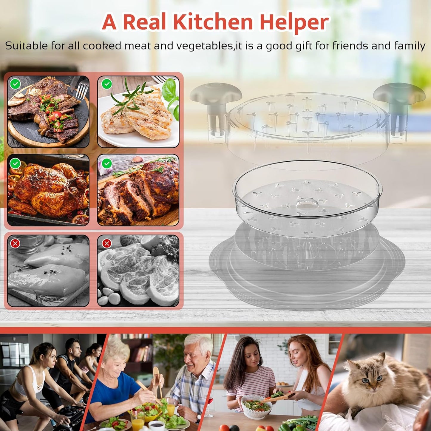 SURETIVIAN Chicken Shredder Plate - 7.09-Inch Removable Tray for Easy Meat Shredding