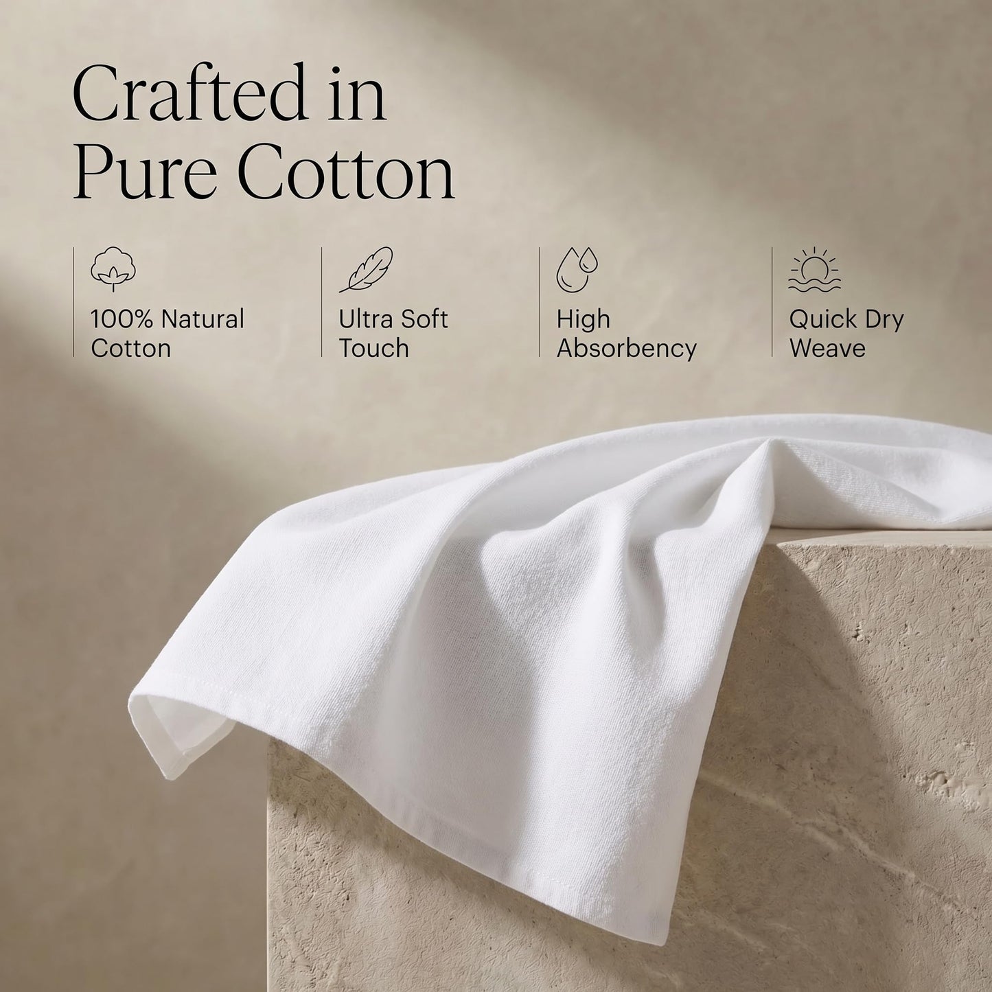 Urban Villa Kitchen Towels 100% Cotton Dish Towels for Kitchen(Set of 6) 20”x30” Dish Cloths Highly Absorbent Kitchen Linen Set with Hanging Loop Perfect for Drying Dishes Cleaning Hand Towels – White