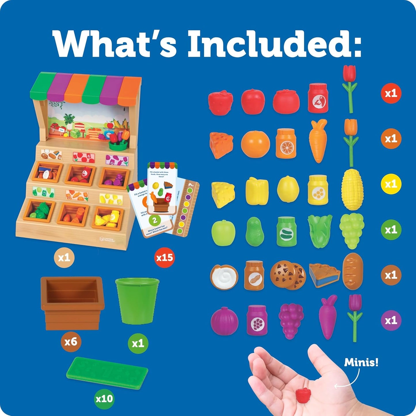 Learning Resources Mini Farmstand Sorting Set - Play Food for Kids | Montessori Toddler Activities