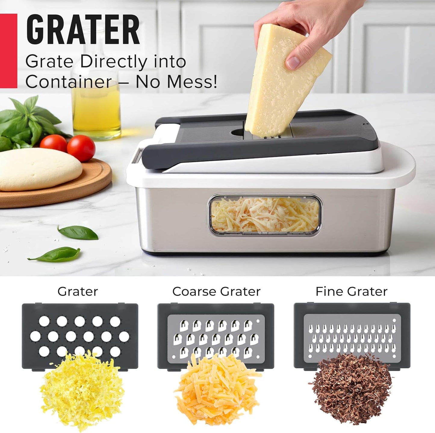 Mueller Pro-Series 10-in-1 Stainless Steel Vegetable Chopper & Mandoline Slicer - White/Grey
