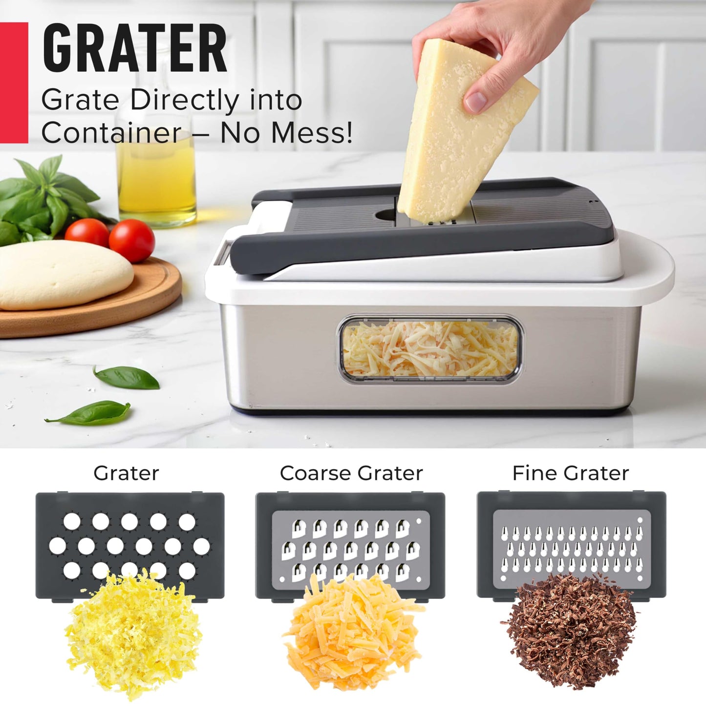 Mueller Pro-Series 10-in-1, 8 Blade Stainless Steel Multi Vegetable Chopper And Mandoline Slicer, Kitchen Accessories and Essentials, Food and Veggie Chopper, Mincer, Dicer, White Sand/Grey