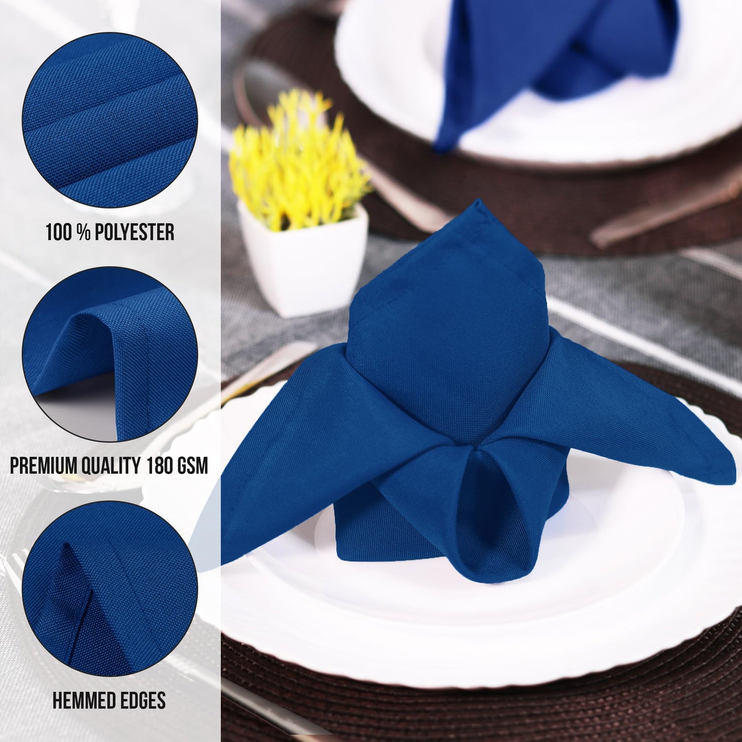 Utopia Home Royal Blue Cloth Napkins (12 Pack, 18x18 Inches), Ideal Dinner Napkins for Party, Wedding and Lunch/Dinner