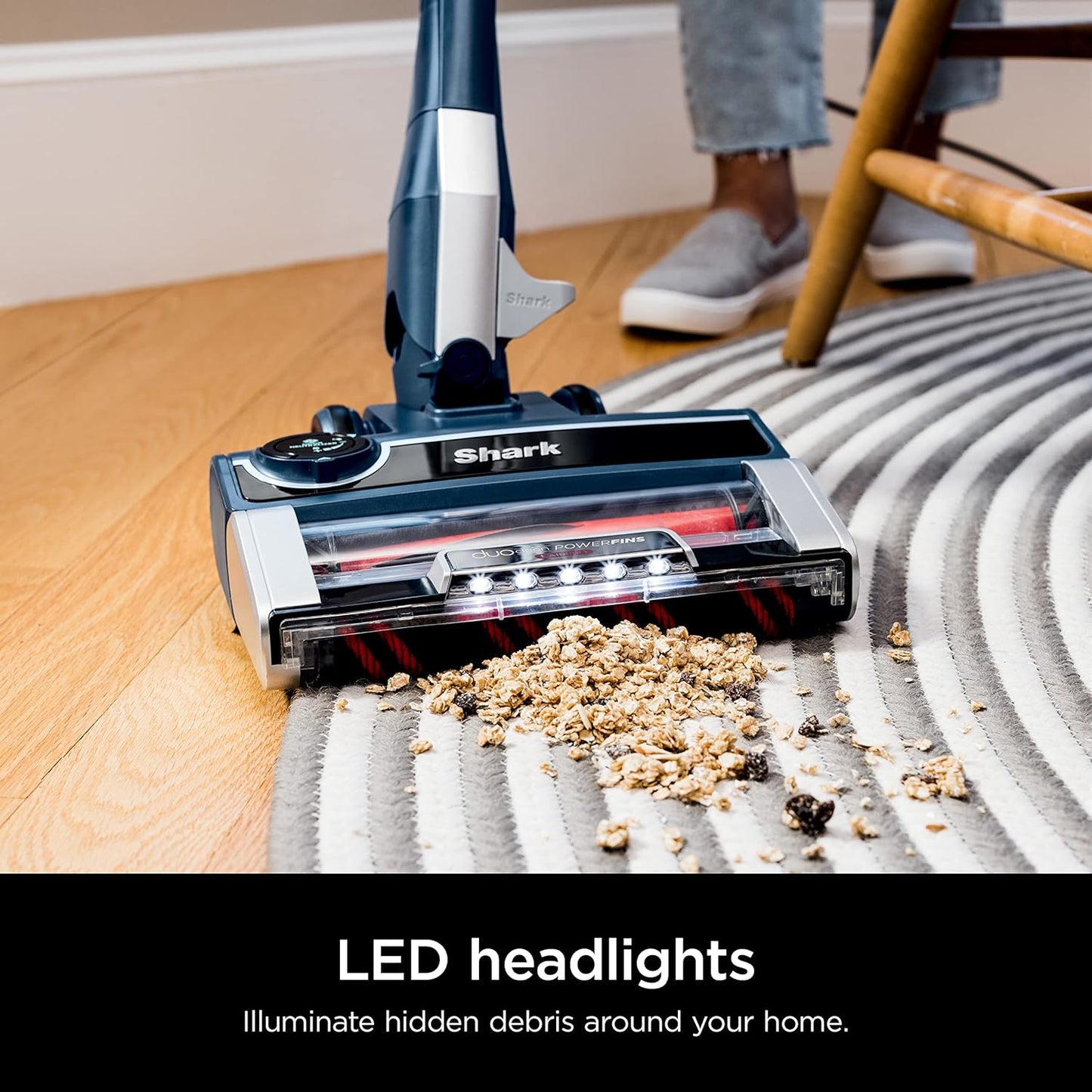 Shark HZ3002 Stratos Ultralight Corded Stick Vacuum - DuoClean PowerFins & Self-Cleaning Brushroll, Navy