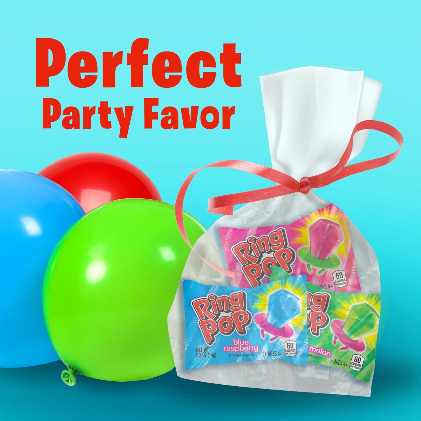 Ring Pop Lollipops - Bulk Candy Individually Wrapped Suckers Variety Party Pack- 20 Count w/Assorted Flavors - Hard Candy for Party Favors, Kids & Goodie Bags