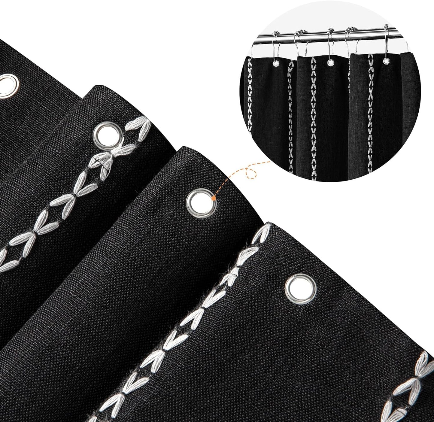 MitoVilla Black Stall Shower Curtain - 36 x 72 Inch Heavy Fabric for Boho Farmhouse Decor