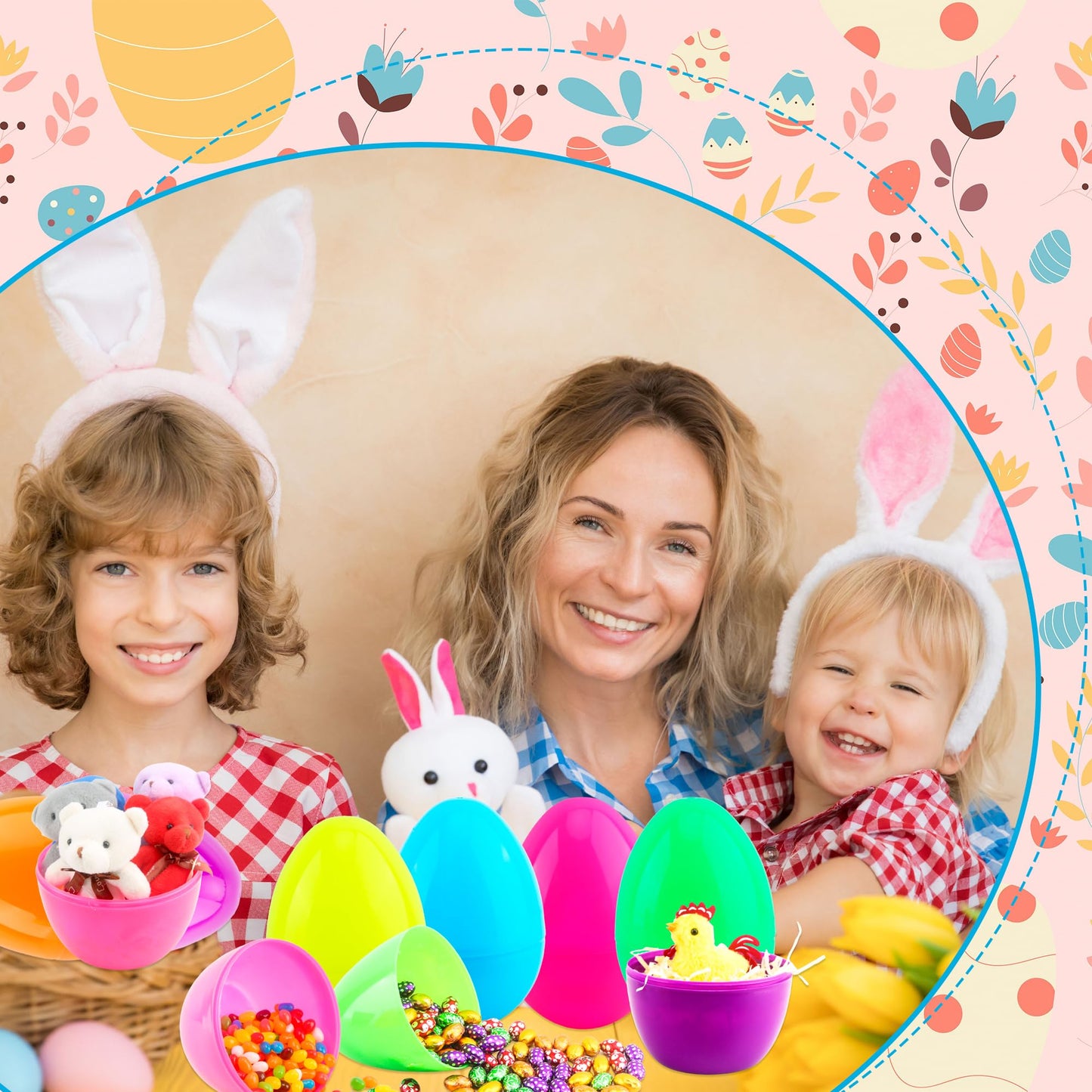 Restroma 42 Pcs 5 Inch Colorful Easter Eggs Bulk Empty Plastic Eggs Large Easter Eggs Fillable for Easter Egg Hunt Surprise Party Favors, 6 Colors