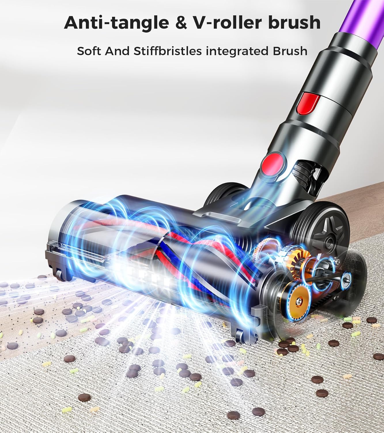 Skiennix Cordless Vacuum Cleaner - 550W Powerful Suction, 60-Minute Runtime, LED Display, 8-in-1 Design for Home & Pet Hair