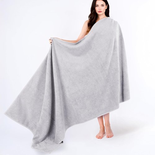 Cotton Paradise 100% Cotton Oversized Bath Sheet - Extra Large Turkish Towel in Silver Grey | 40x80 Inches