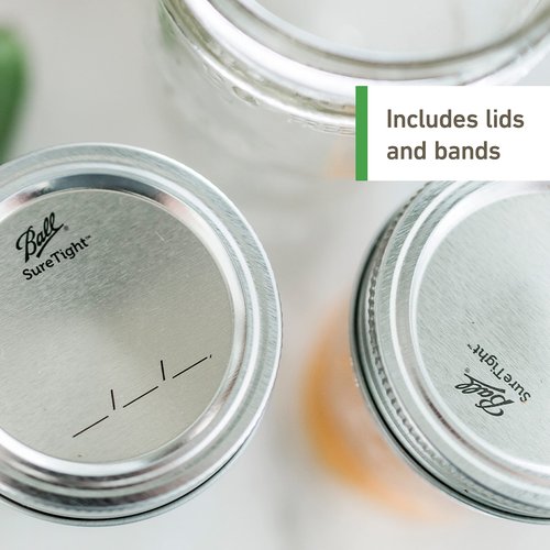 Ball Wide Mouth Glass Mason Jars with Lids and Bands, Used for Canning, Pickling, Juice, Jam, Jelly, Quart Size 32 Ounce (Pack of 8)