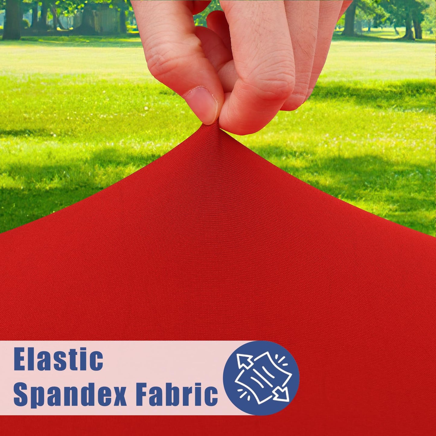 Moosfor Round Spandex Tablecloth, Elastic Fitted Waterproof Tablecloths for 31"-35" Tables, Stretch Washable Picnic Table Cover for Camping, Dining, Indoor and Outdoor, Red