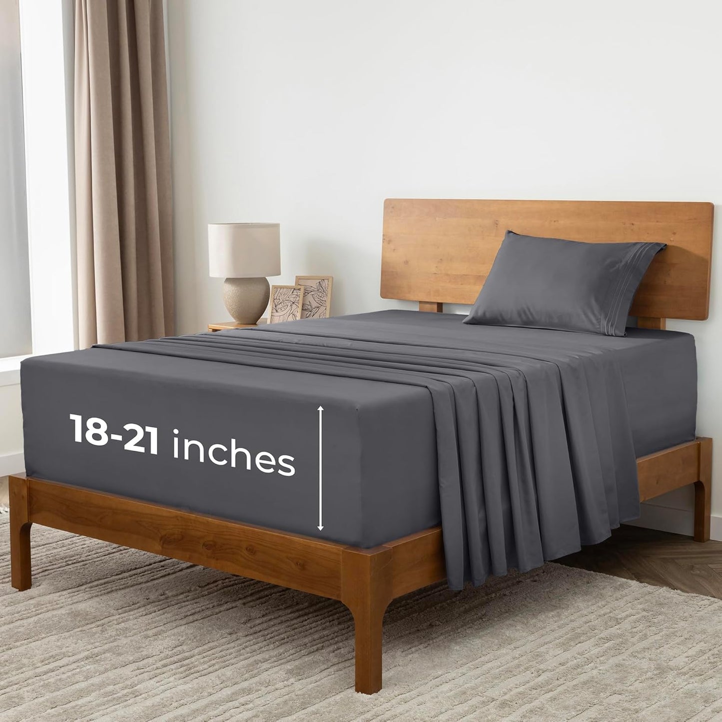 Mellanni Extra Deep Twin XL Sheets - Hotel Luxury Bedding Set | Ultra Soft, Cooling & Stain Resistant (Gray)