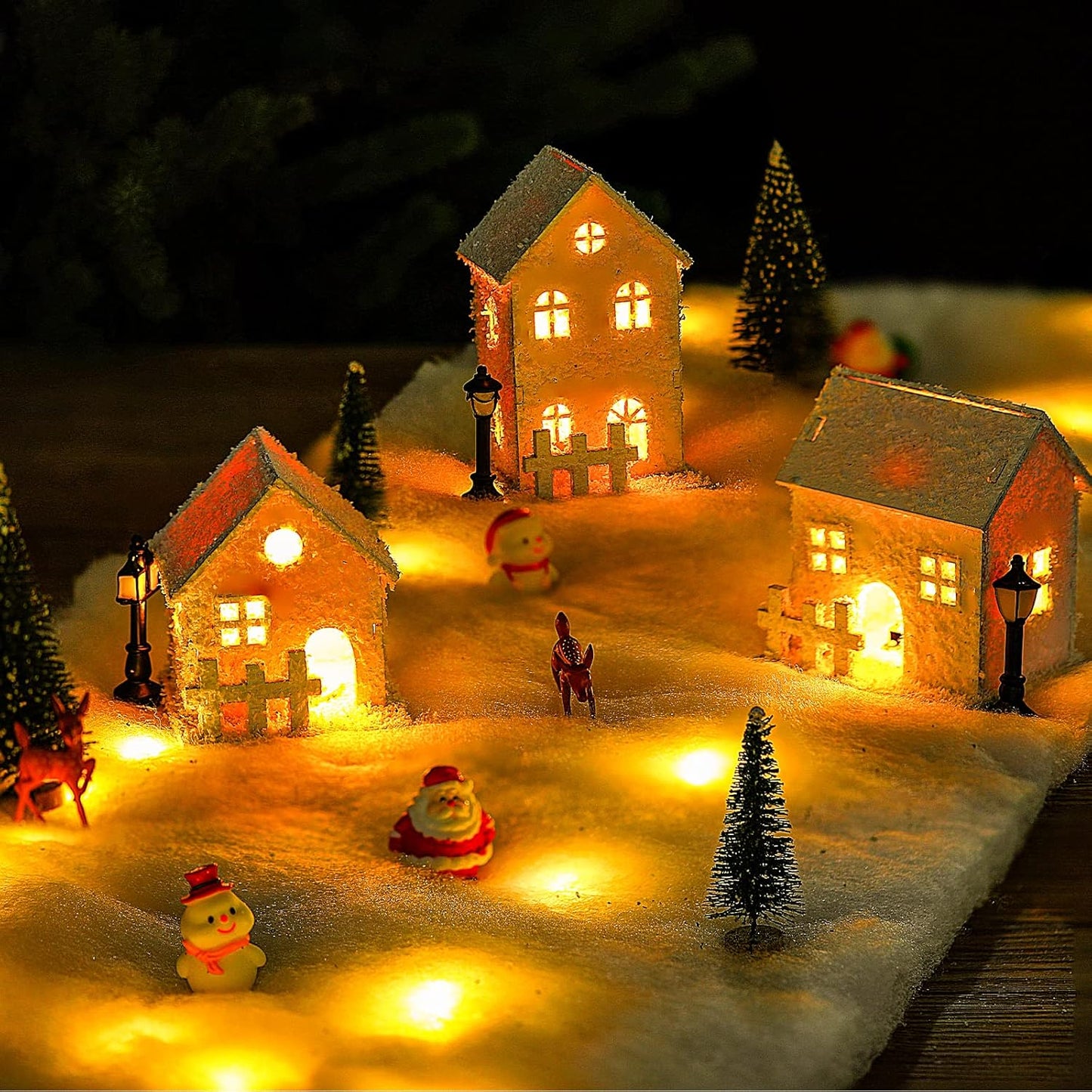 Tudomro LED Christmas Snow Blanket - Pre-Lit Village Decor for Holiday Displays | 4 ft x 13 in (Warm White, 2 Pcs)