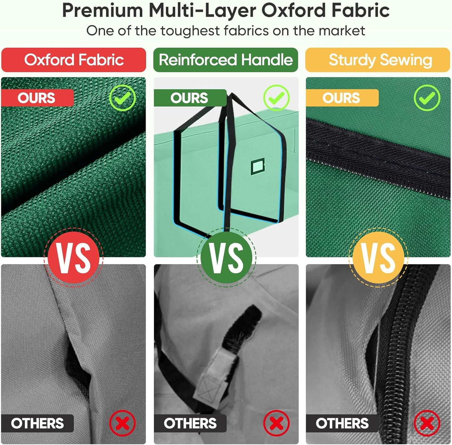 BALEINE Christmas Tree Storage Bag - Heavy Duty 900D Oxford Fabric, Extra Large with Dual Zippers & Reinforced Handles | Green