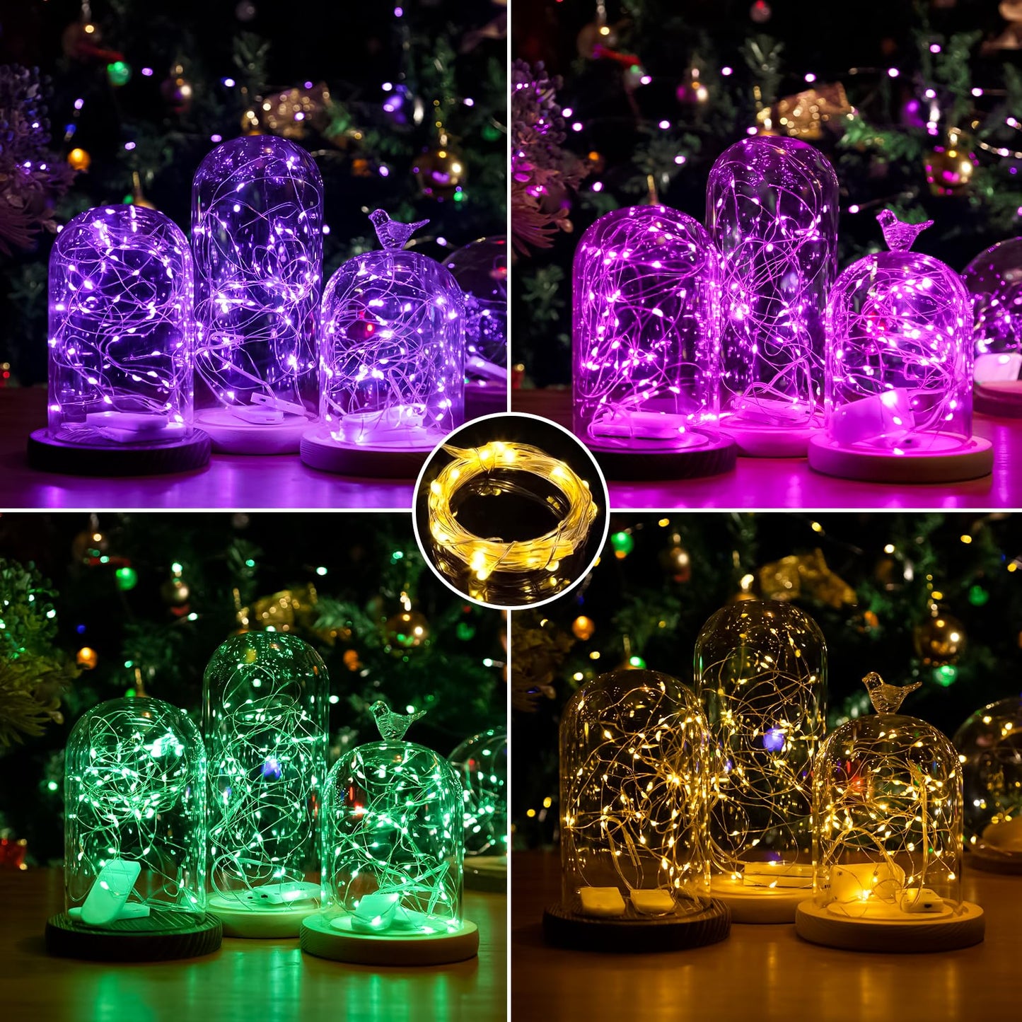 SINAMER 6 Pack Fairy Lights Battery Operated Lights, 7ft 20 Led Multicolor Mini String Lights, Waterproof Silver Wire Starry for Mason Jars Wedding Party Centerpiece Table Christmas