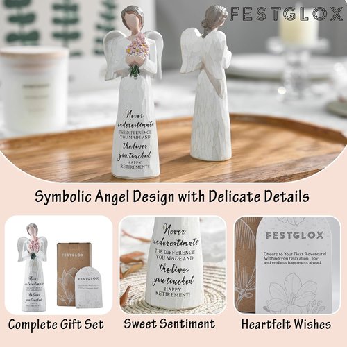 FESTGLOX Retirement Gifts for Women - 5.3" Retired Angel Figurine | Perfect Gift for Nurses & Teachers