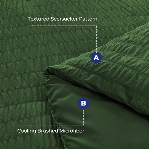 HYMOKEGE Dark Green Comforter Set - Luxury 7-Piece All-Season Bedding Set with Sheets & Pillowcases