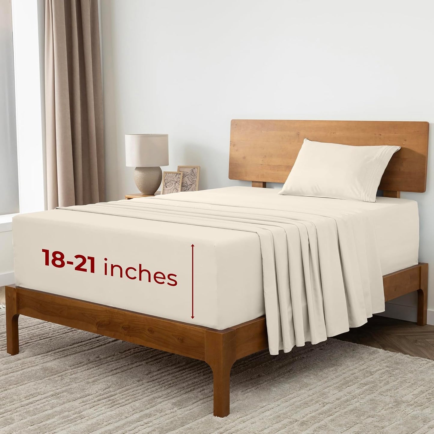 Mellanni Extra Deep Twin XL Sheets - Luxury Ultra Soft Cooling Bedding - 3 PC Set in Golden Ivory