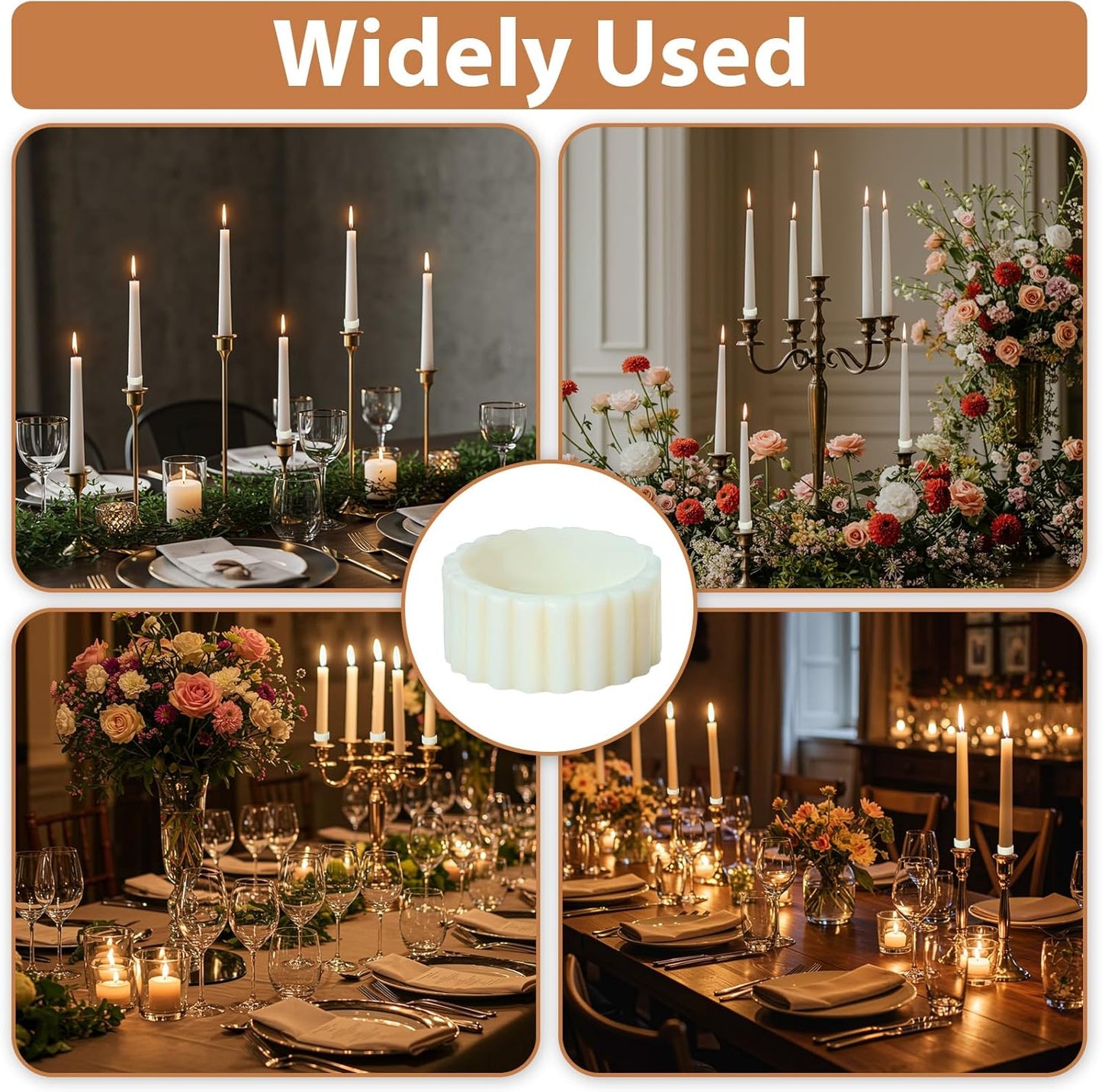 Skiennix Silicone Taper Candle Grippers - 8PCS Candle Hugger Holders for Weddings & Home Decor