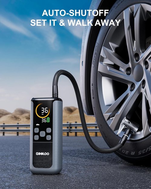 GOOLOO GT160 Dual Tire Inflator - Portable Air Compressor with Upgraded LED Screen & Auto Shut-off for Cars & Bikes