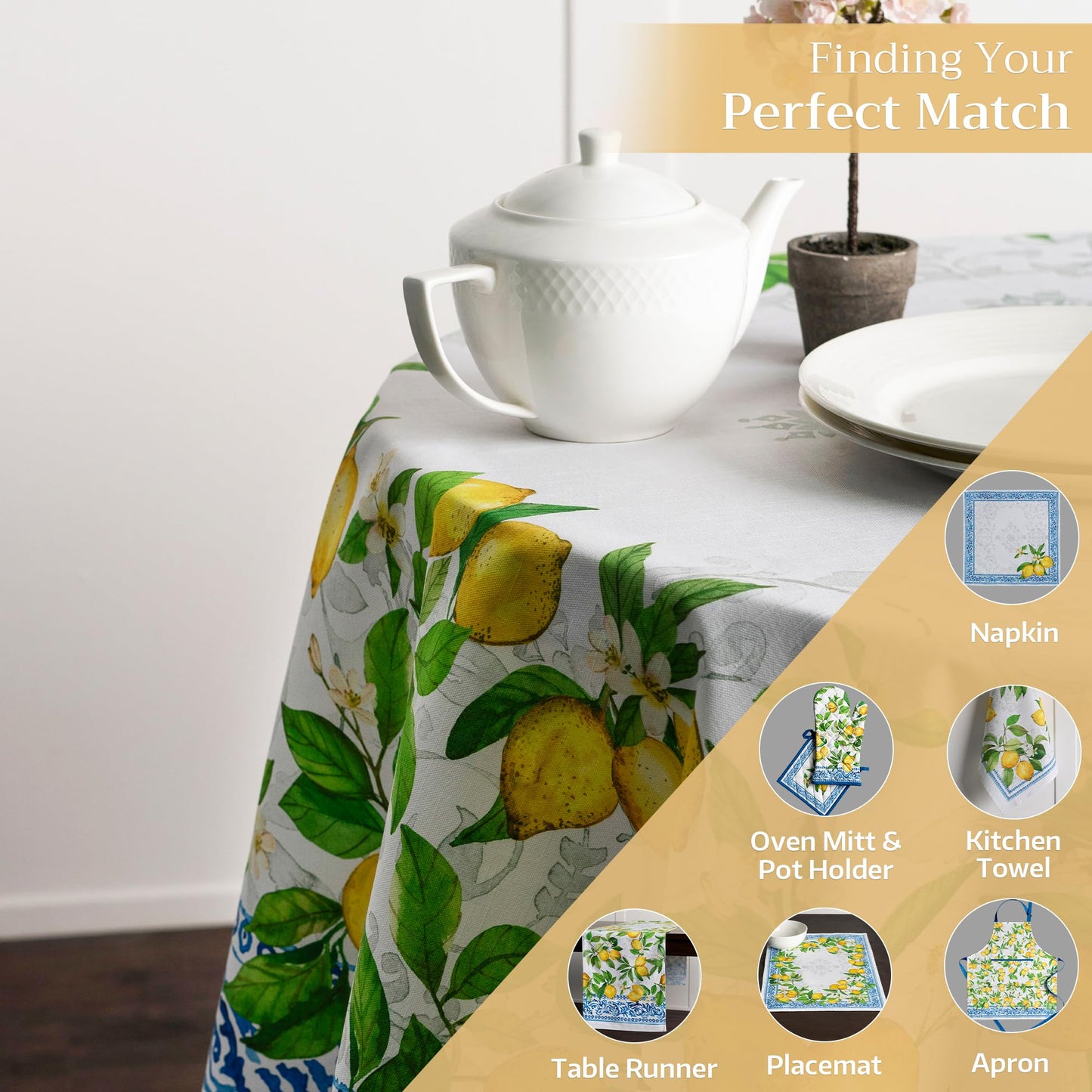 Maison d' Hermine Table Cloth Round Table 100% Cotton 63 Round Inches Tablecloth Reusable Decorative for Dining Kitchen Room Farmhouse Home Gifts for Mothers Day Spring Summer - Cedrat