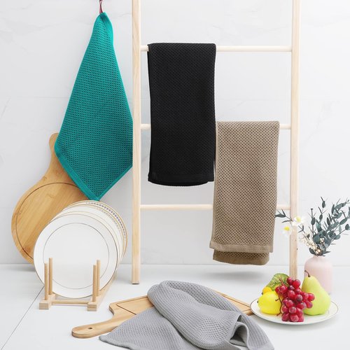 Homaxy 100% Cotton Waffle Weave Kitchen Dish Towels, Ultra Soft Absorbent Quick Drying Cleaning Towel, 13 x 28 Inches, 8-Pack, Tan