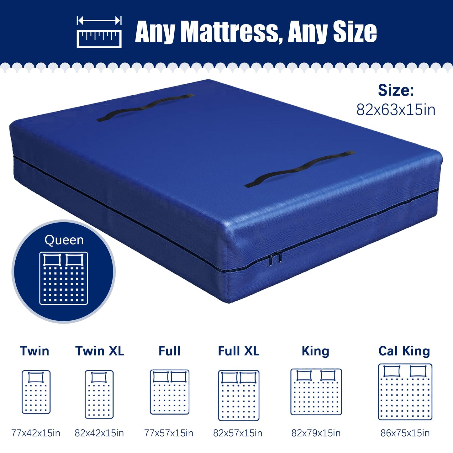 Cosy Family Mattress Bags for Moving with 8 Handles - 170GSM Extra-Thick Mattress Bag for Moving Supplies - Reusable Mattress Cover Protector Storage with Zipper - Queen Size - Blue