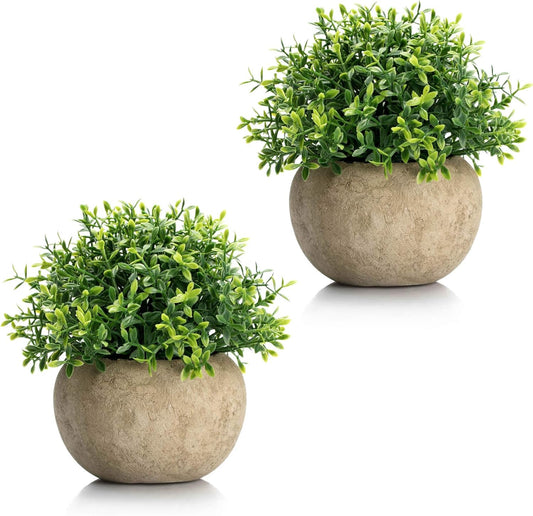 Mini Sage Green Boxwood Topiary - Artificial Potted Plant for Home & Office Decor