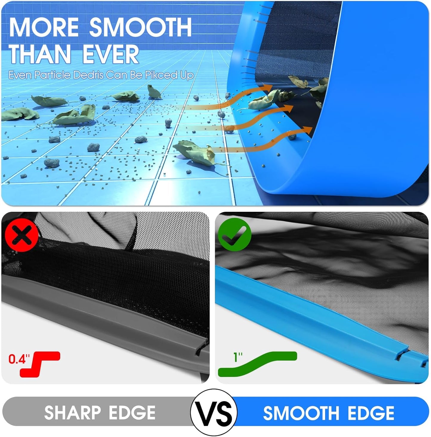Skiennix Upgraded Self-Repair Pool Net - Heavy Duty Nylon Fine Mesh Skimmer for Above Ground & In-Ground Pools